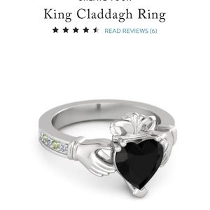 Onyx heart sterling silver ring